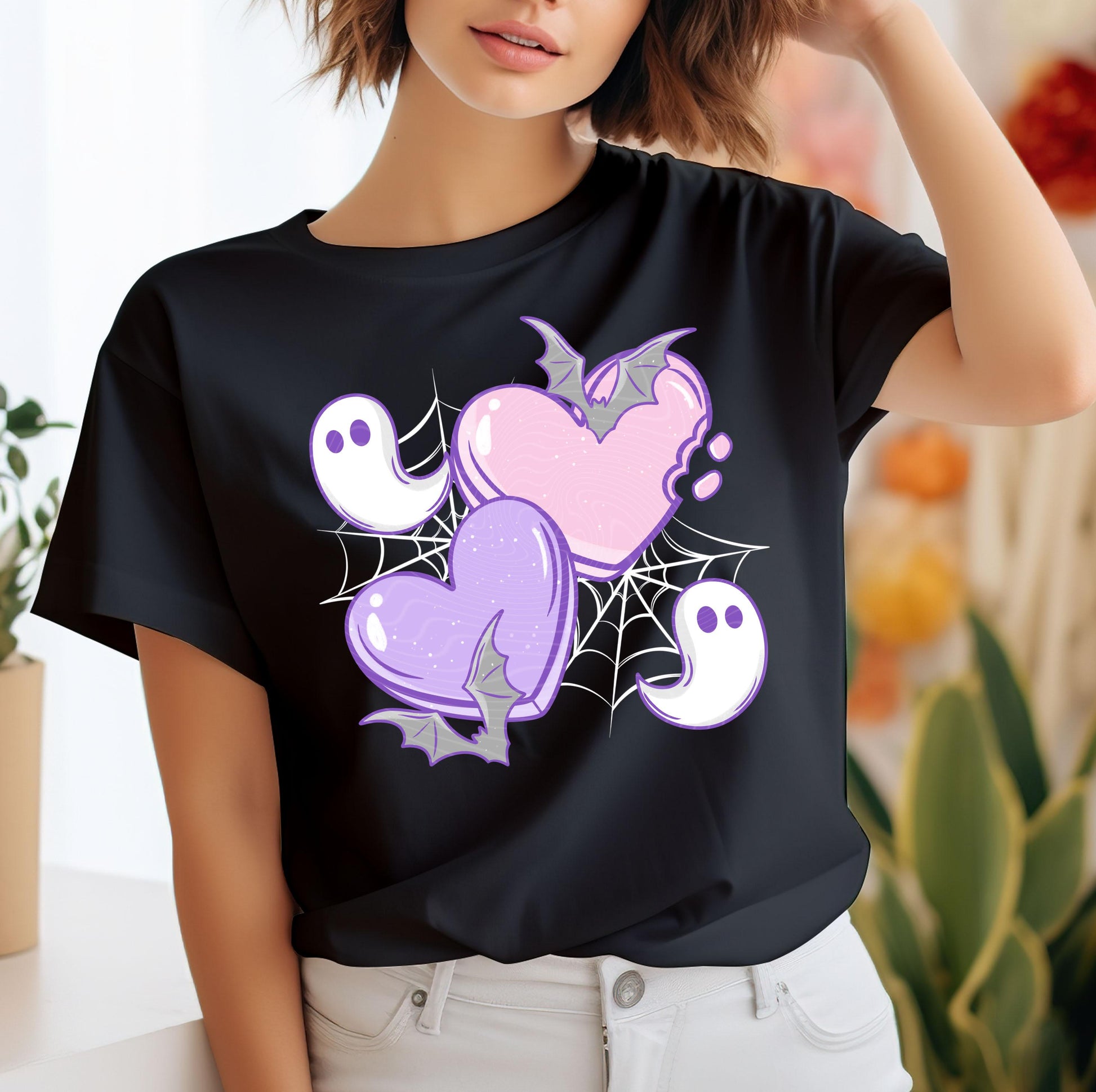 Spooky Hearts DTF Transfer Ready For Press, Happy Valentine&#39;s Day DTF Print, Spooky Ghost, Heat Press Transfer, Direct To Film,Love Transfer