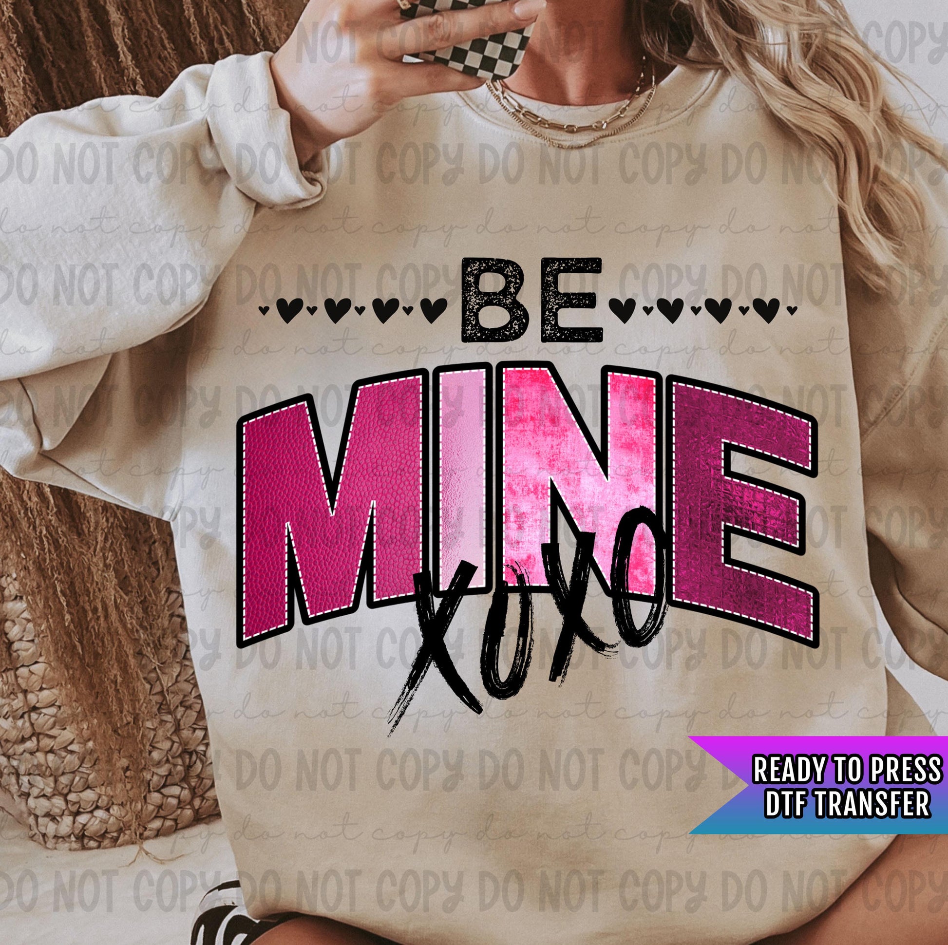 Be Mine Xoxo DTF Transfers Ready For Press, Valentine&#39;s Day Dtf Prints, Heat Press Transfers, Direct To Film, Love Transfers, Be Mine Heart