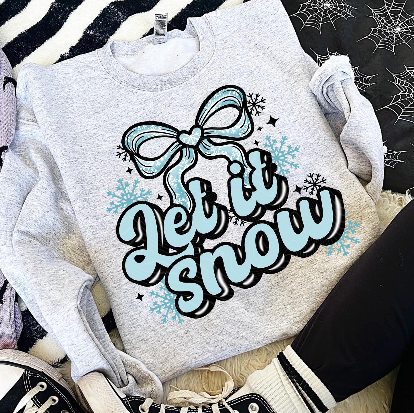 Let It Snow DTF Transfers Ready For Press, Christmas Dtf Prints, Cute Winter DTF, Snowflakes Transfers, Heat Press Transfers, Direct To Film