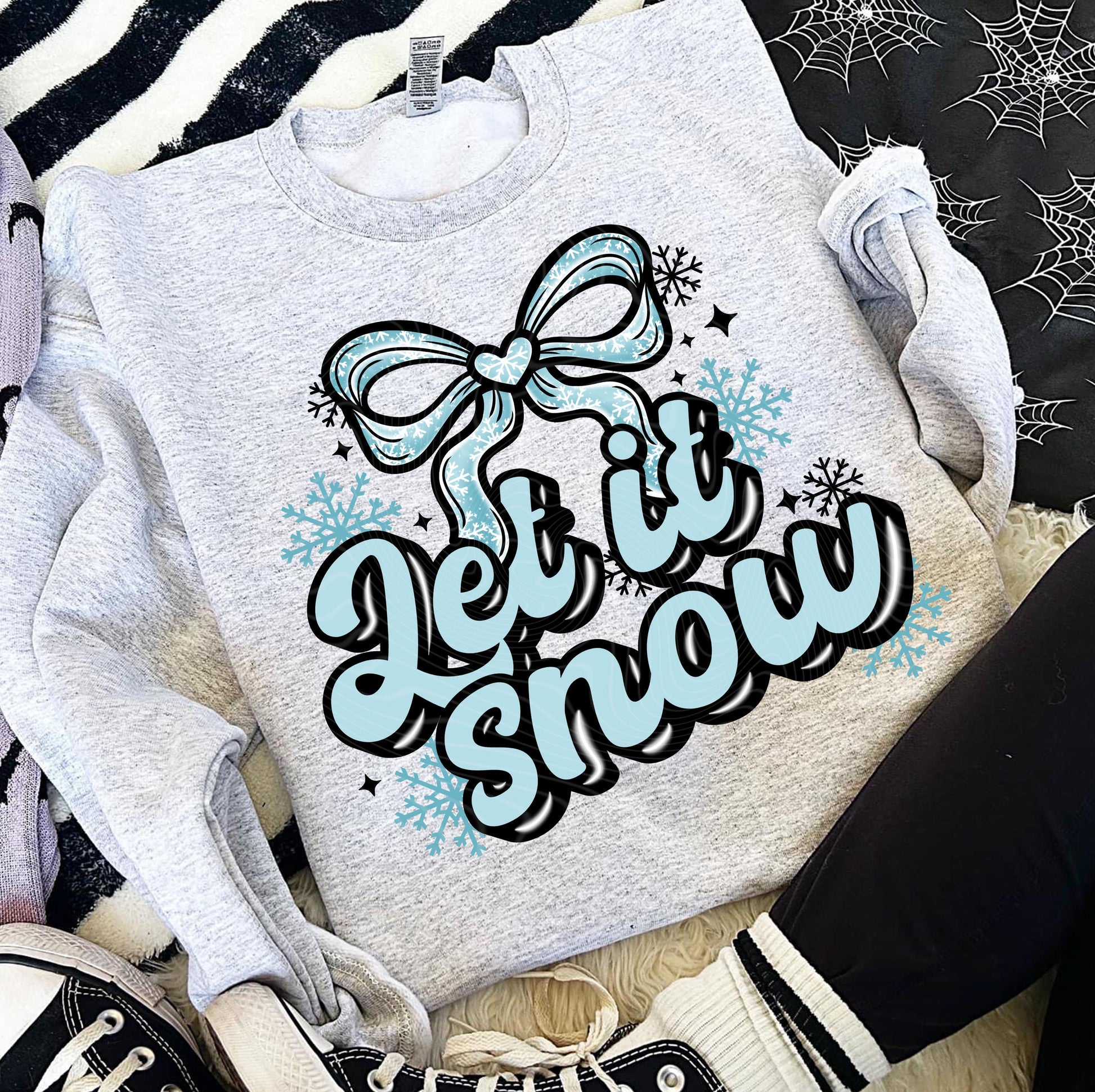 Let It Snow DTF Transfers Ready For Press, Christmas Dtf Prints, Cute Winter DTF, Snowflakes Transfers, Heat Press Transfers, Direct To Film