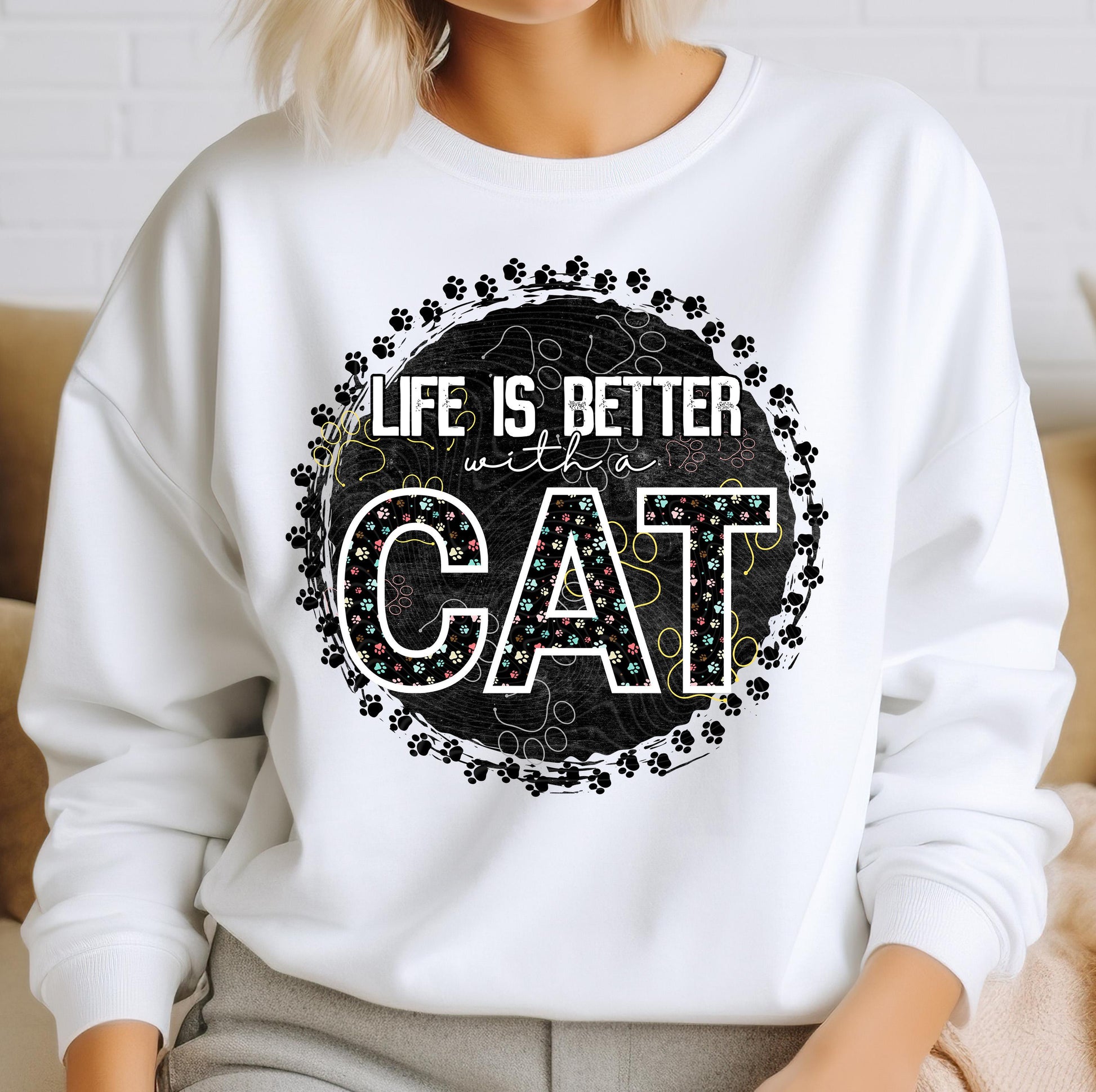 Life Is Better With A Cat DTF Transfers Ready For Press, Animal Lover Dtf Prints, Heat Press Transfers, Direct To Film, Cat Lovers Transfers