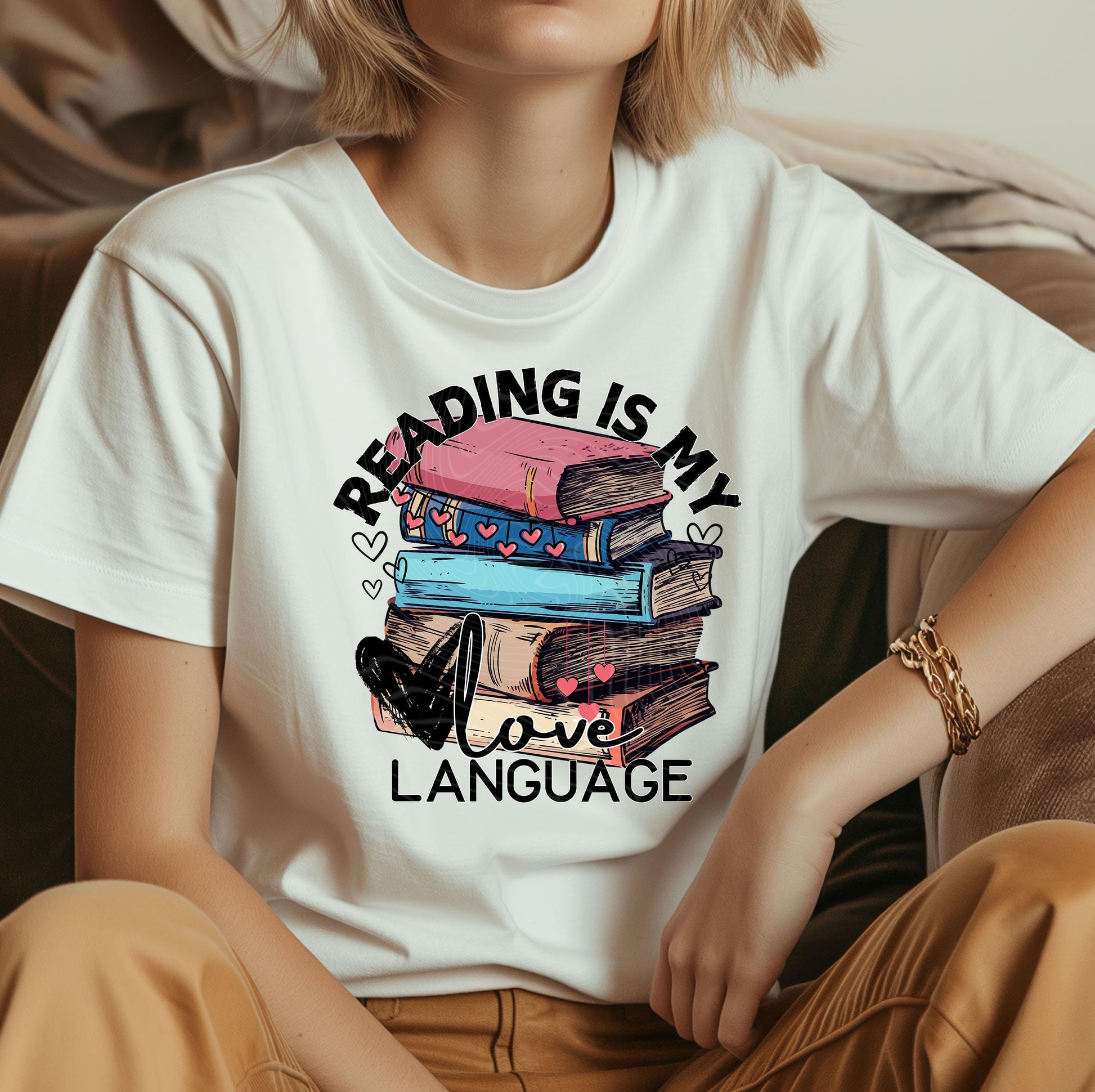 Reading Is My Love Language DTF Transfers Ready For Press, Book DTF Prints, Heat Press Transfers, Direct To Film, Book Lover Dtf Transfers