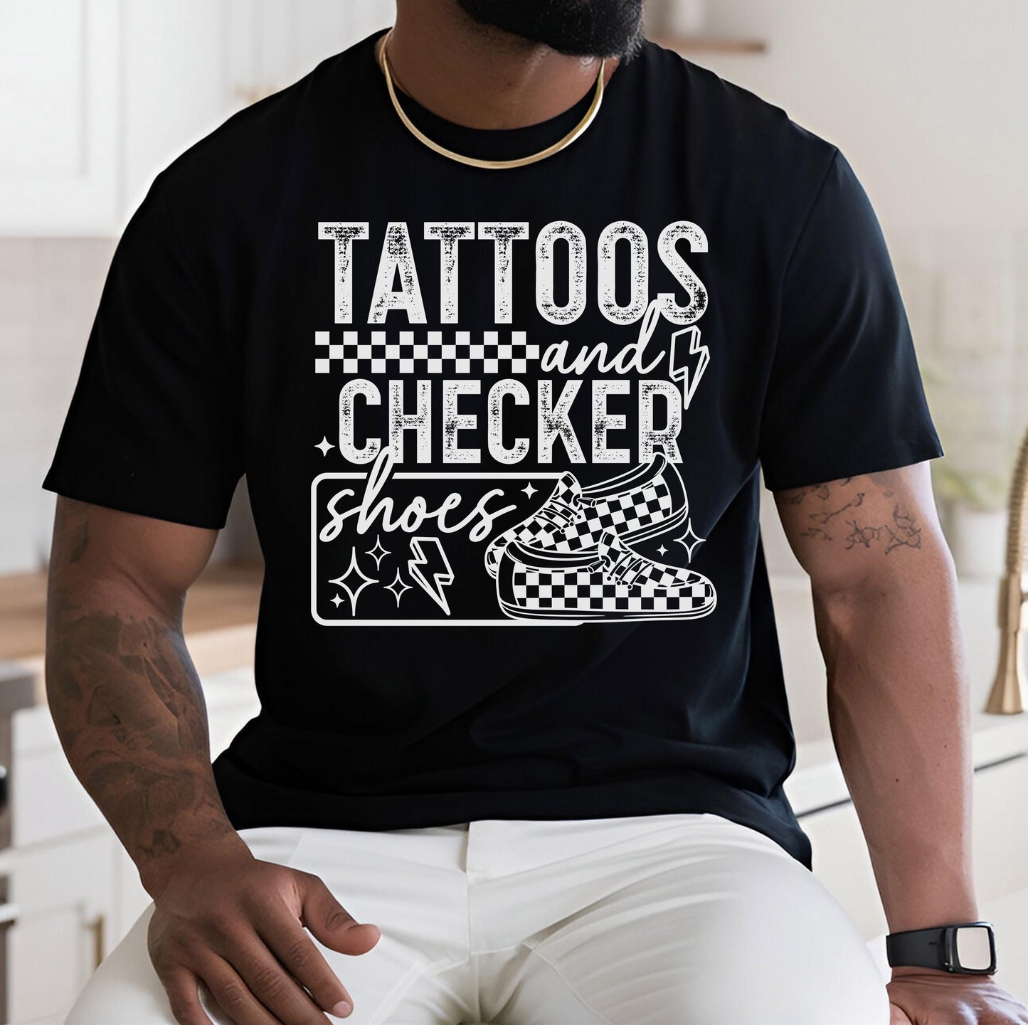 Tattoos And Checker Shoes DTF Transfers Ready For Press, Tattoos DTF Prints, Heat Press Transfers, Direct To Film, Adult Humor Dtf Transfer