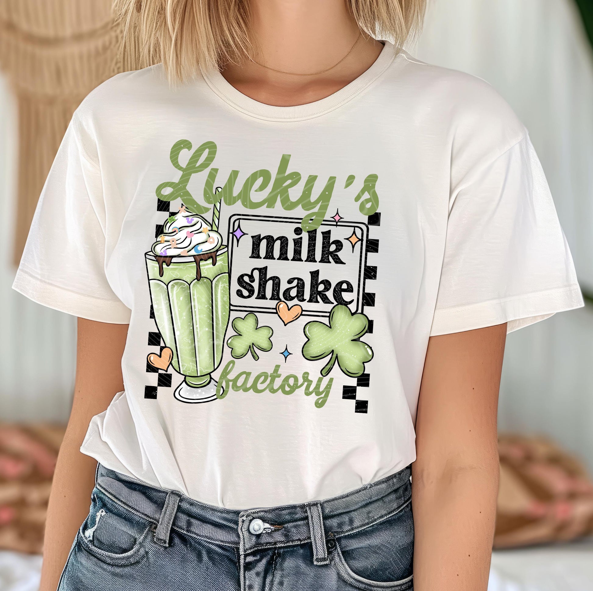 Lucky&#39;s Milkshake DTF Transfers Ready For Press, St Patrick&#39;s Dtf Print, Direct To Film, Heat Press Transfers, Happy St. Patrick&#39;s Transfers