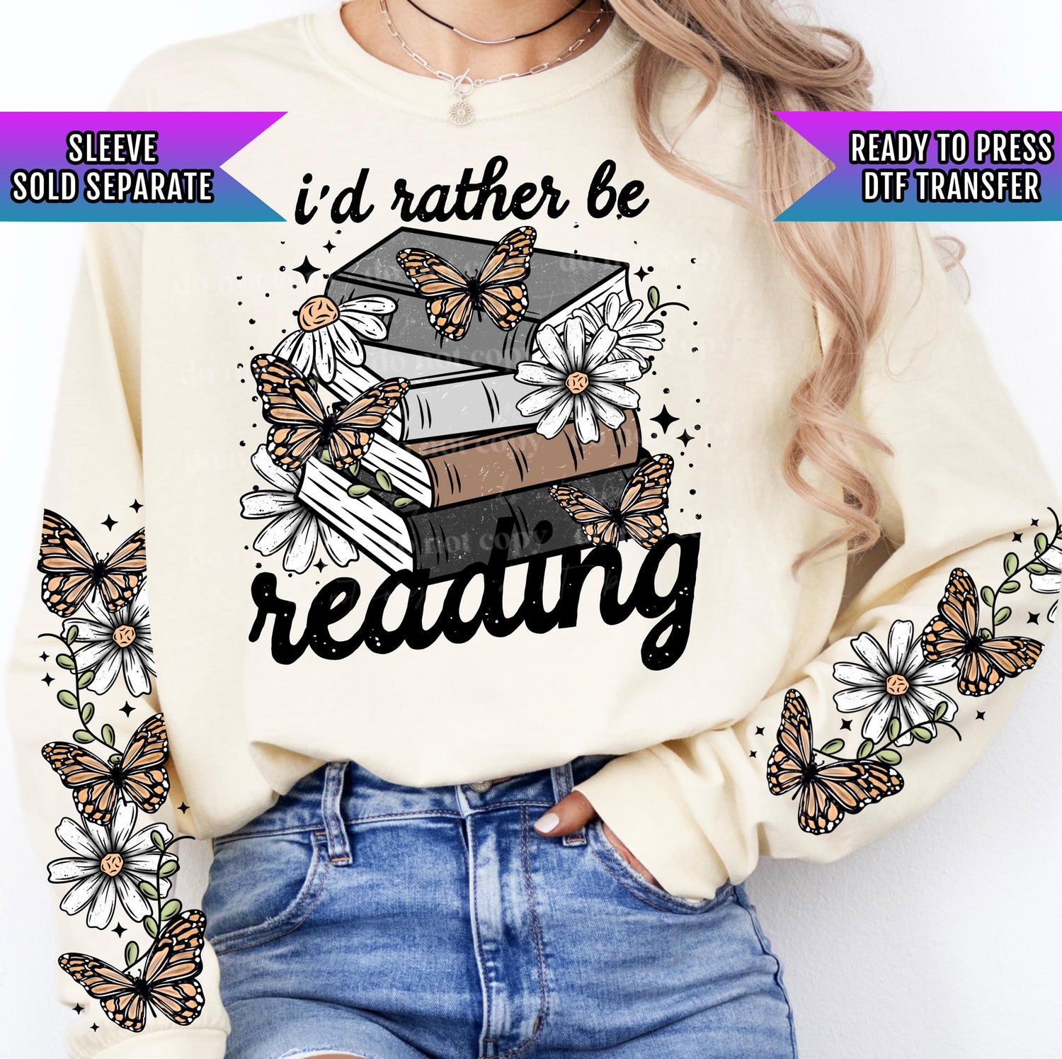 I'd Rather Be Reading DTF Transfer Ready For Press, Book DTF Print, Heat Press Transfer, Direct To Film, Book Lover Transfers, Book Club