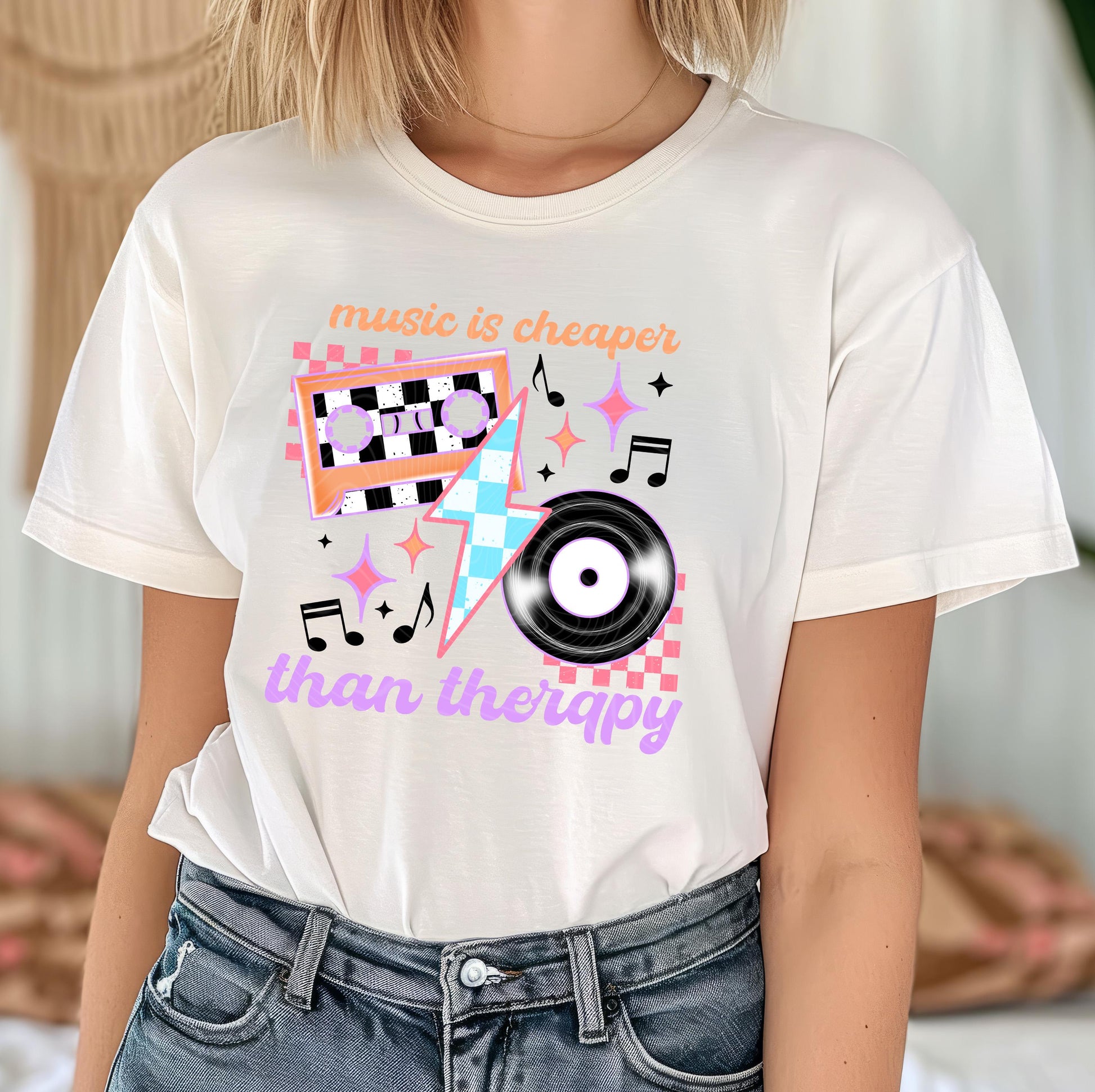 Music is Cheaper Than Therapy DTF Transfers Ready For Press, Music Dtf, Music is Cheaper DTF Prints, Heat Press Transfers, Direct To Film