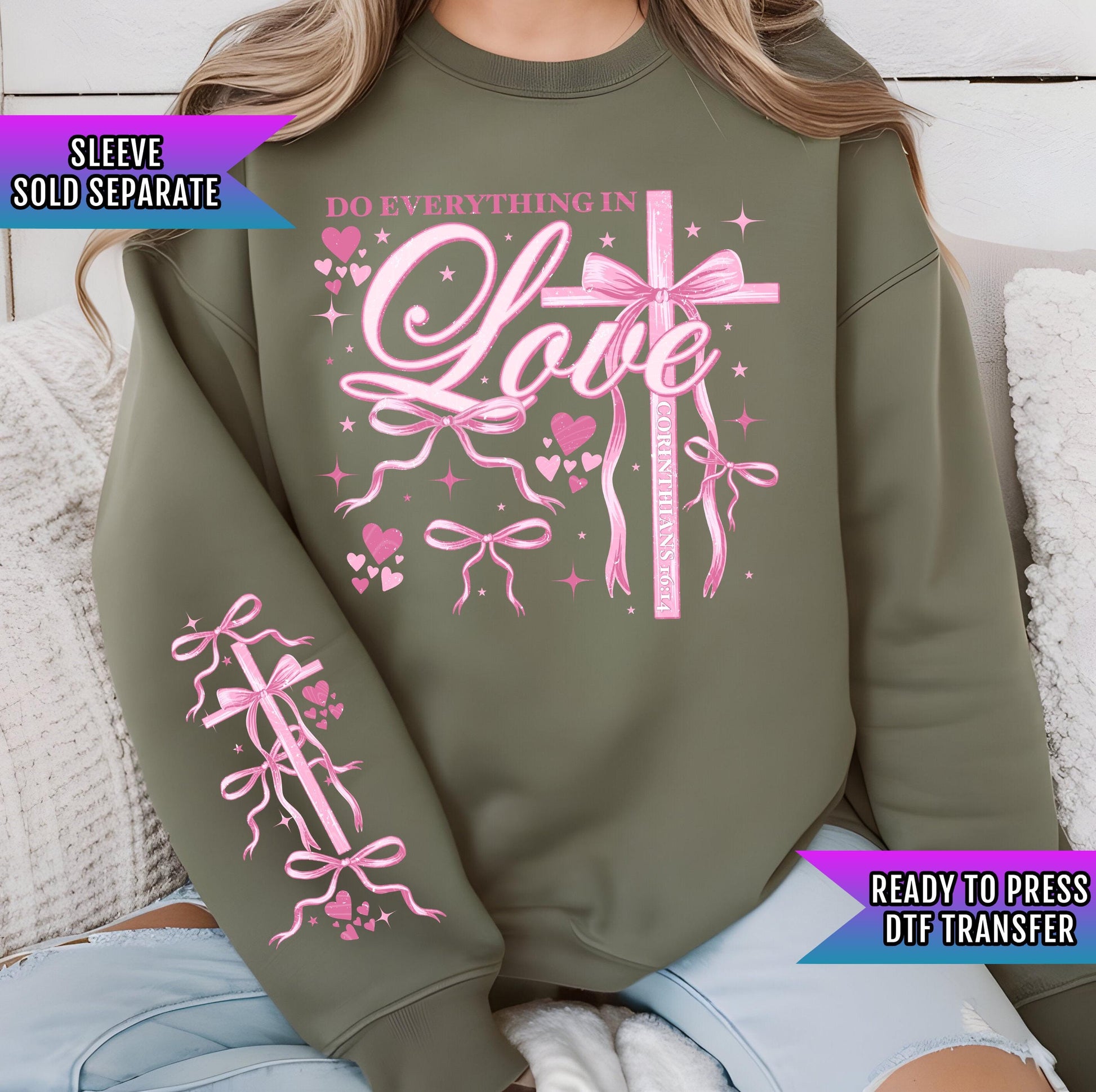 Do Everything In Love DTF Transfers Ready For Press, Valentines Day DTF Prints, Heat Press Transfers, Direct To Film, Coquette Bow Transfer