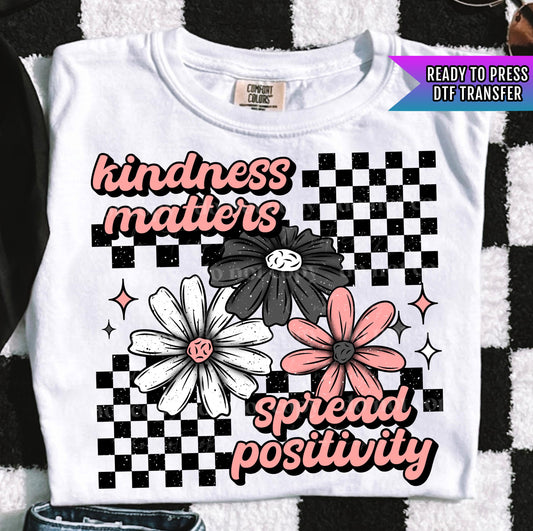 Kindness Matters DTF Transfers Ready For Press, DTF  Prints, Heat Press Transfers, Direct To Film, Floral DTF Transfer, Positivity Dtf Print