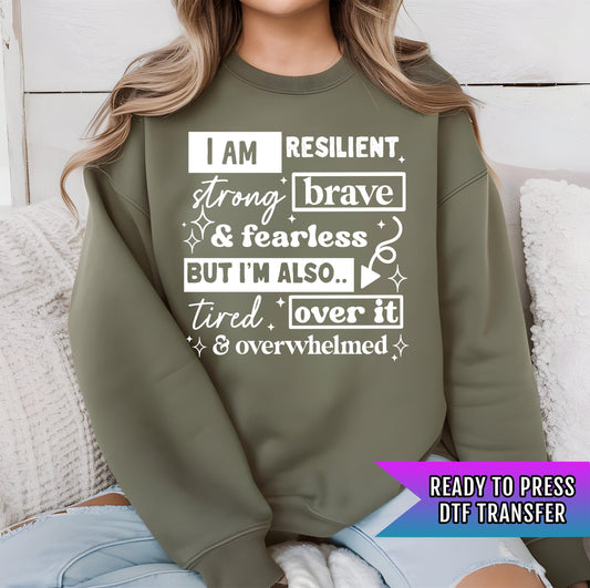 I Am Resilient DTF Transfers Ready For Press, DTF Prints, Custom Transfers, Positive Dtf Transfer, Heat Press Transfers, Direct To Film