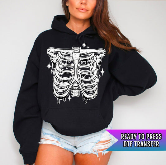 Ribcage DTF Transfer Ready For Press, Skeleto Dtf Prints, Direct To Film, Skeleton Ribcage Heat Press Transfers, DTF Transfers, DTF Print