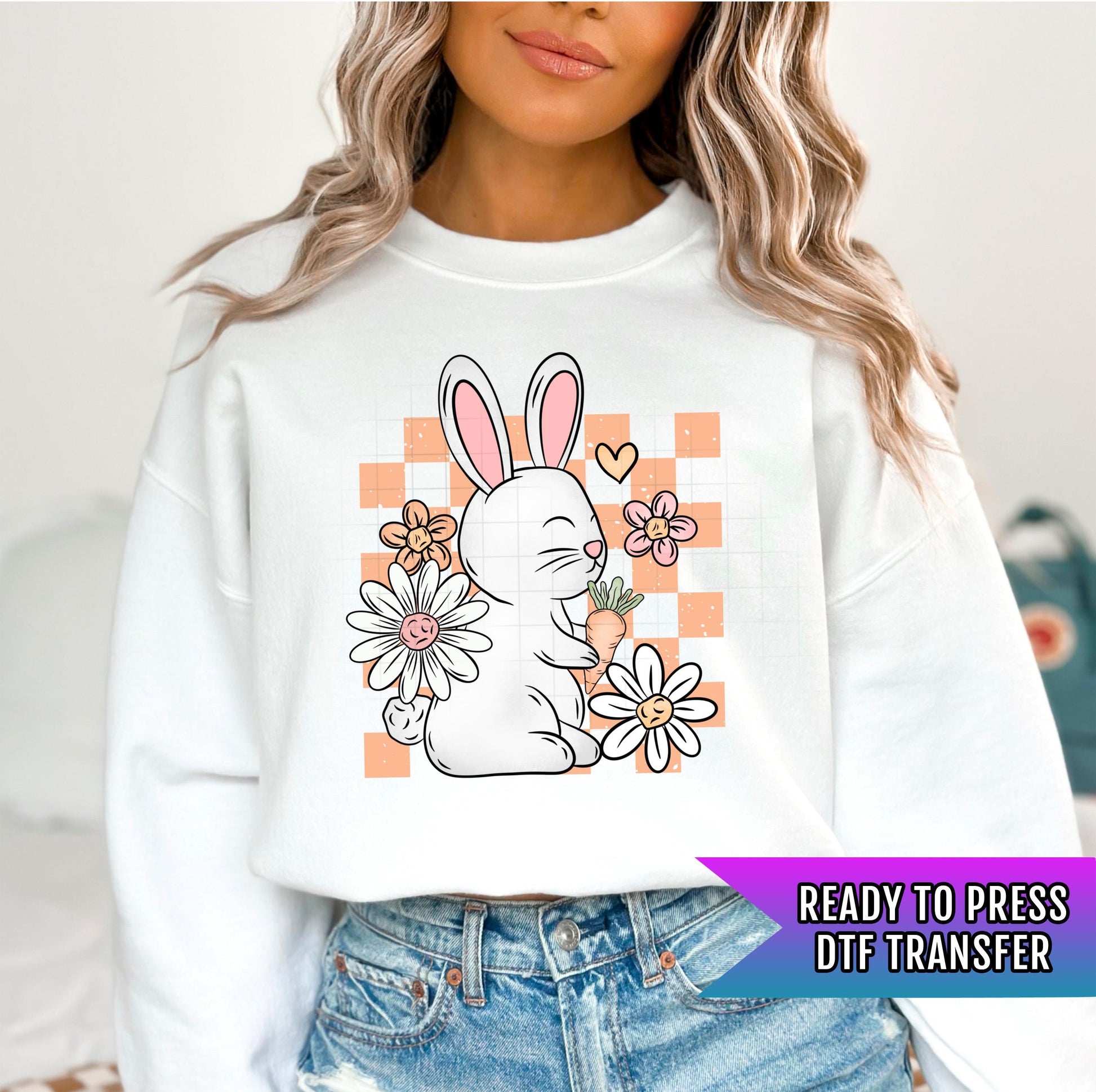 Easter Bunny DTF Transfer Ready For Press, Bunny Dtf Prints, Direct To Film, DTF Print, Easter Transfers, Easter Heat Press Transfers, Bunny