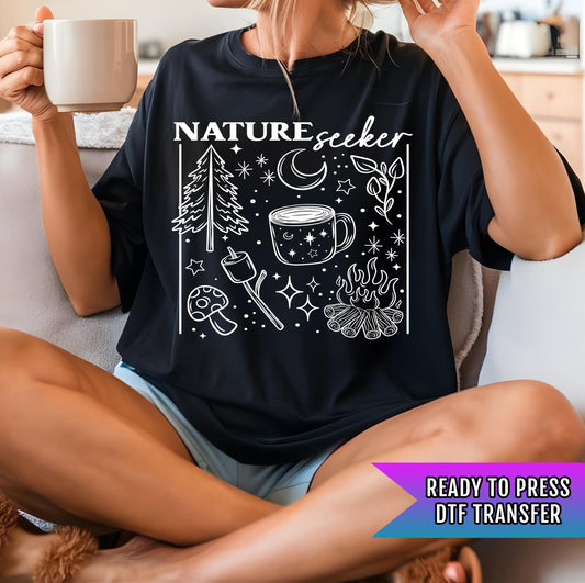 Nature Seeker DTF Transfers Ready For Press, Camping Dtf Prints, Heat Press Transfer, Direct To Film, Hot Peel Dtf, Camping Transfers