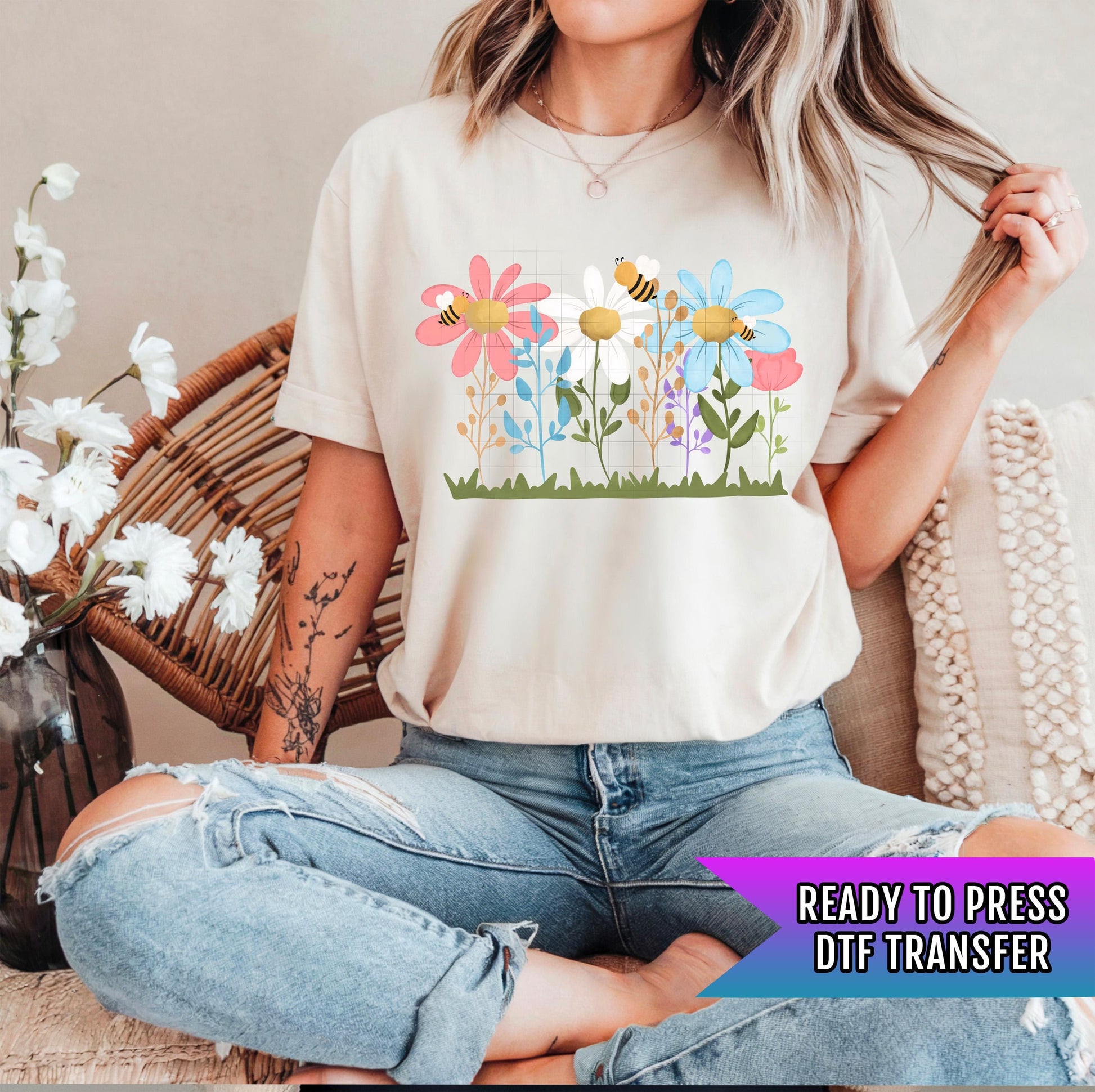 Wildflower DTF Transfers Ready For Press, Floral DTF Print, Direct To Film, Heat Press Transfers, Floral Dtf Transfer, Bulk DTF Transfers
