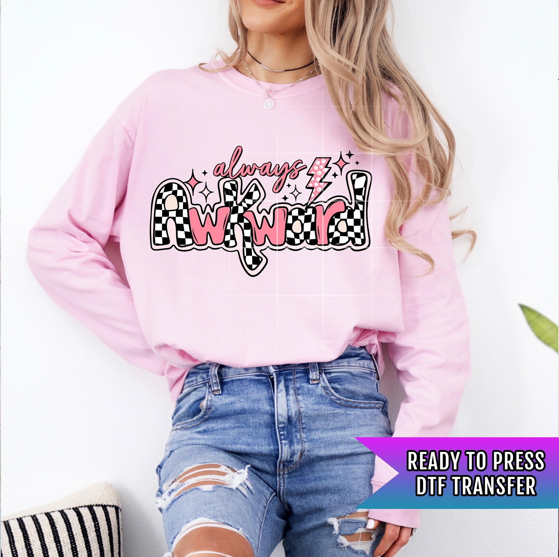 Always Awkward DTF Transfers Ready For Press, DTF Prints, Custom Transfers, Heat Press Transfers, Checkered Dtf Transfer, Direct To Film