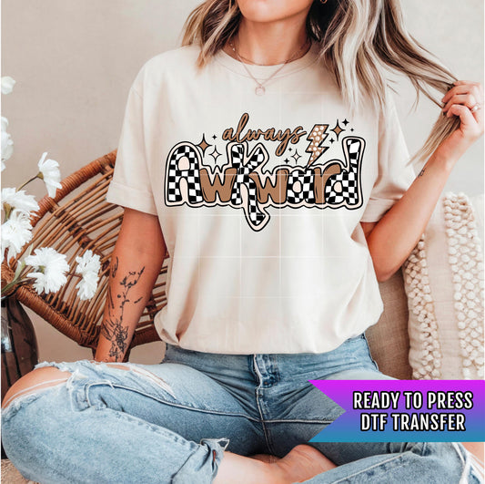 Always Awkward DTF Transfers Ready For Press, DTF Prints, Custom Transfers, Heat Press Transfers, Direct To Film, Checkered Dtf Transfer