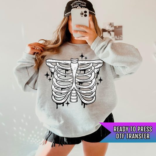 Ribcage DTF Transfer Ready For Press, Skeleto Dtf Prints, Direct To Film, Skeleton Ribcage Heat Press Transfers, DTF Transfers, DTF Print