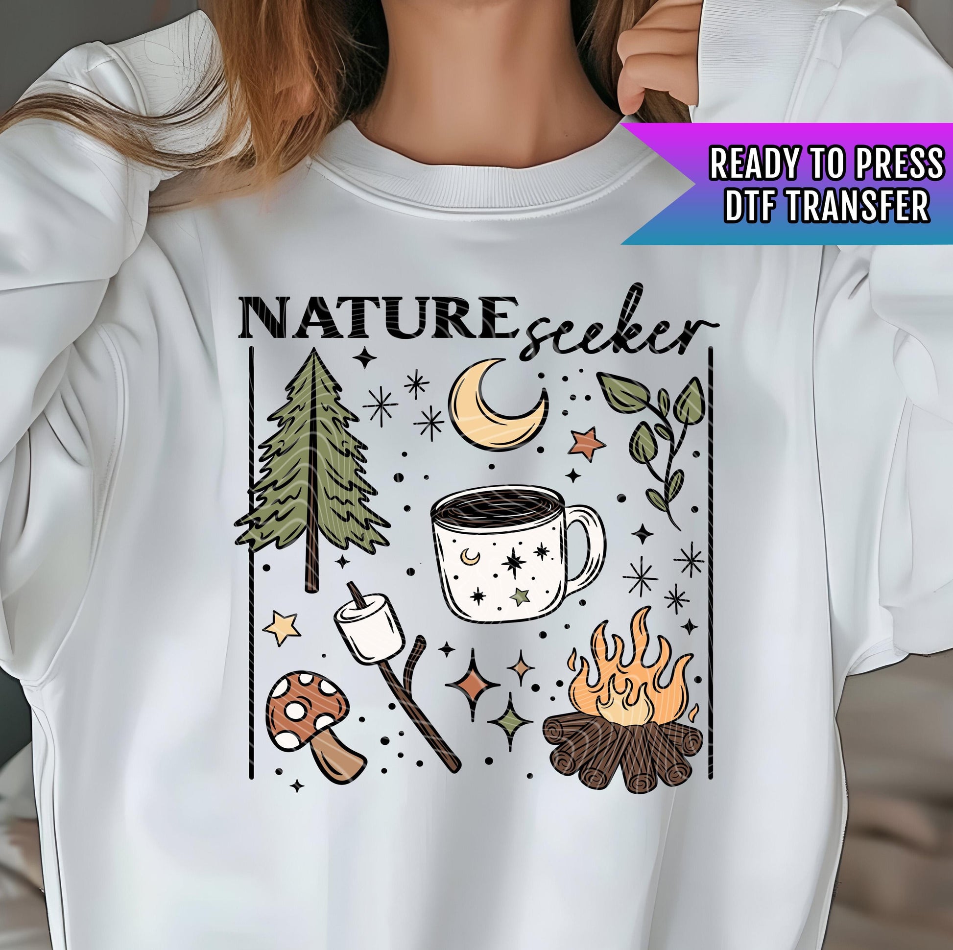 Nature Seeker DTF Transfers Ready For Press, Camping Dtf Prints, Heat Press Transfer, Direct To Film, Camping Transfers, Hot Peel Dtf