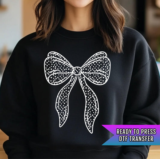 Polka Dot Bow DTF Transfers Ready For Press, Coquette Bow DTF Prints, Heat Press Transfers, Direct To Film, Bow Dtf Transfers, Polka Bow Dtf