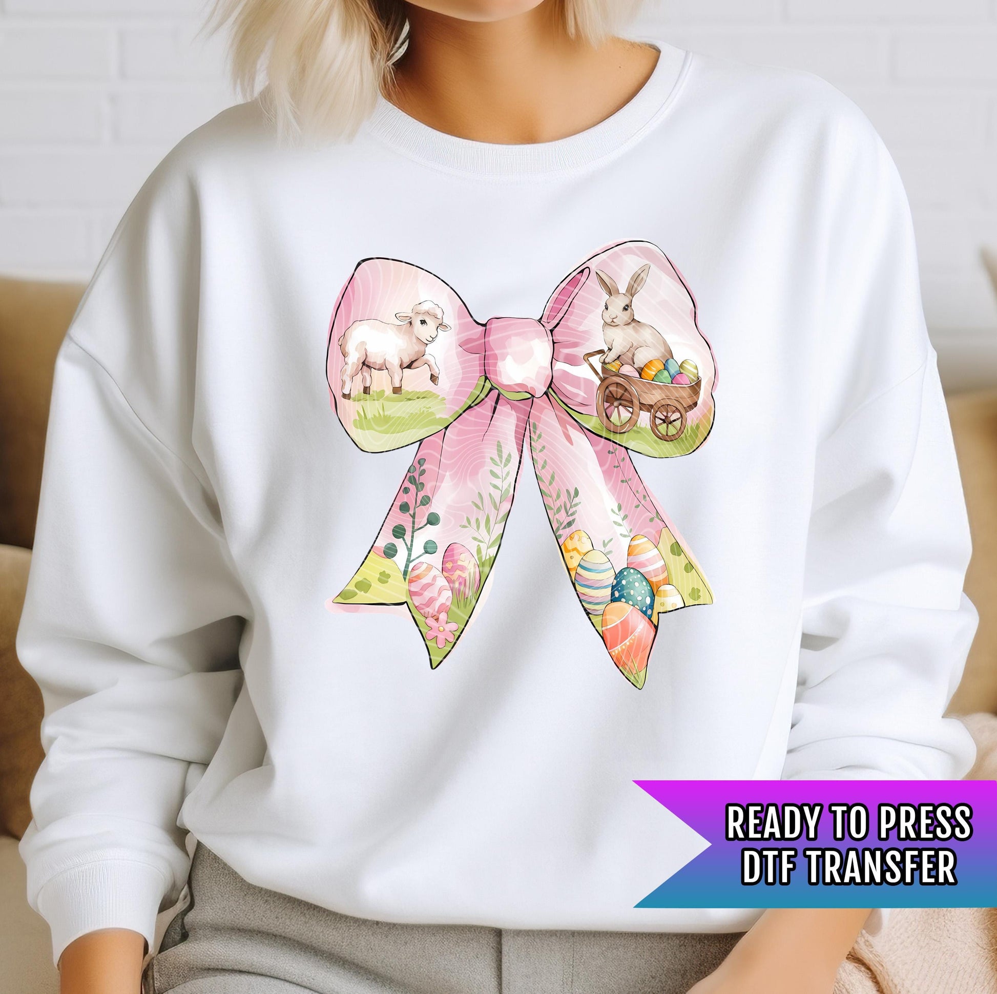 Easter Coquette Bow DTF Transfer Ready For Press, Easter Bunny Dtf Prints, Direct To Film, DTF Print, Easter Transfers, Heat Press Transfer