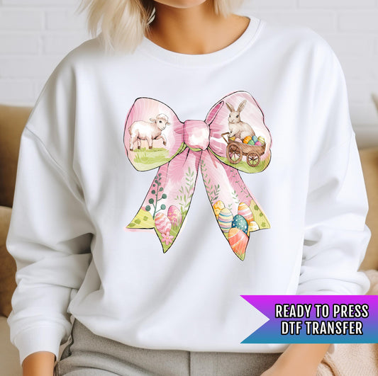 Easter Coquette Bow DTF Transfer Ready For Press, Easter Bunny Dtf Prints, Direct To Film, DTF Print, Easter Transfers, Heat Press Transfer
