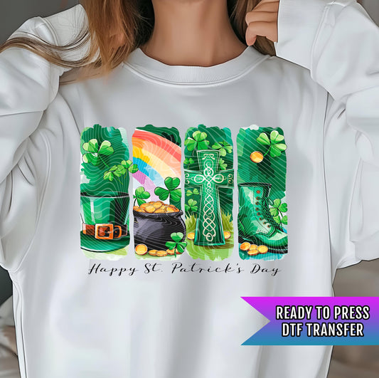St Patrick&#39;s Day DTF Transfer, Lucky Transfers, Ready For Press, Brushstroke DTF Transfers, Direct To Film, Heat Press Transfers, Hot Peel