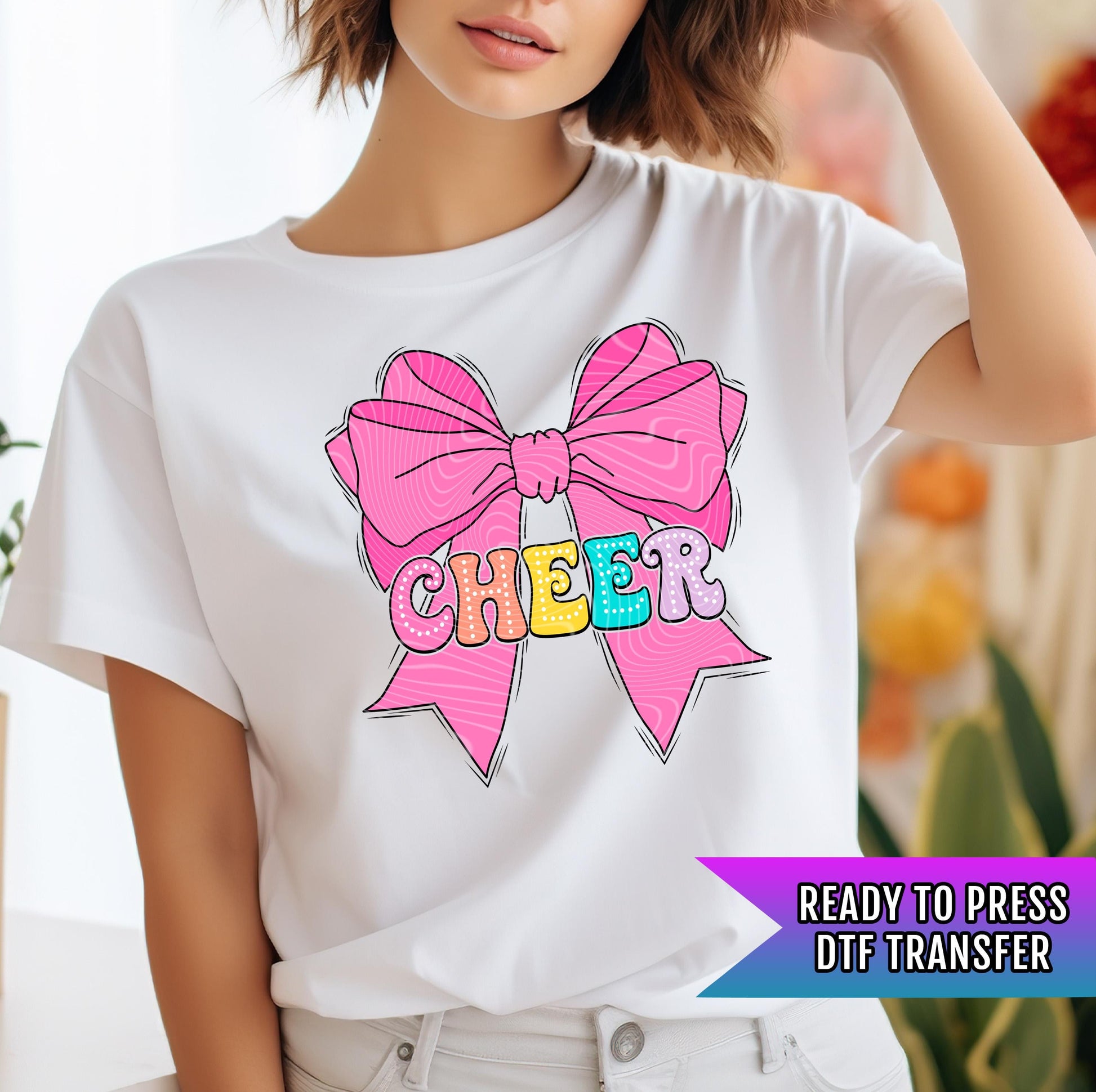 Cheer Bow DTF Transfers Ready For Press, Cheerleader DTF Print, Heat Press Transfer, Direct To Film, Cheer Transfer, Cheerleading Transfers