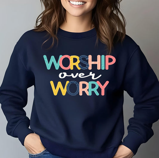 Worship Over Worry DTF Transfer, Christian DTF Print, Faith DTF Transfers Ready For Press, Heat Press Prints, Religious Heat Press Transfer