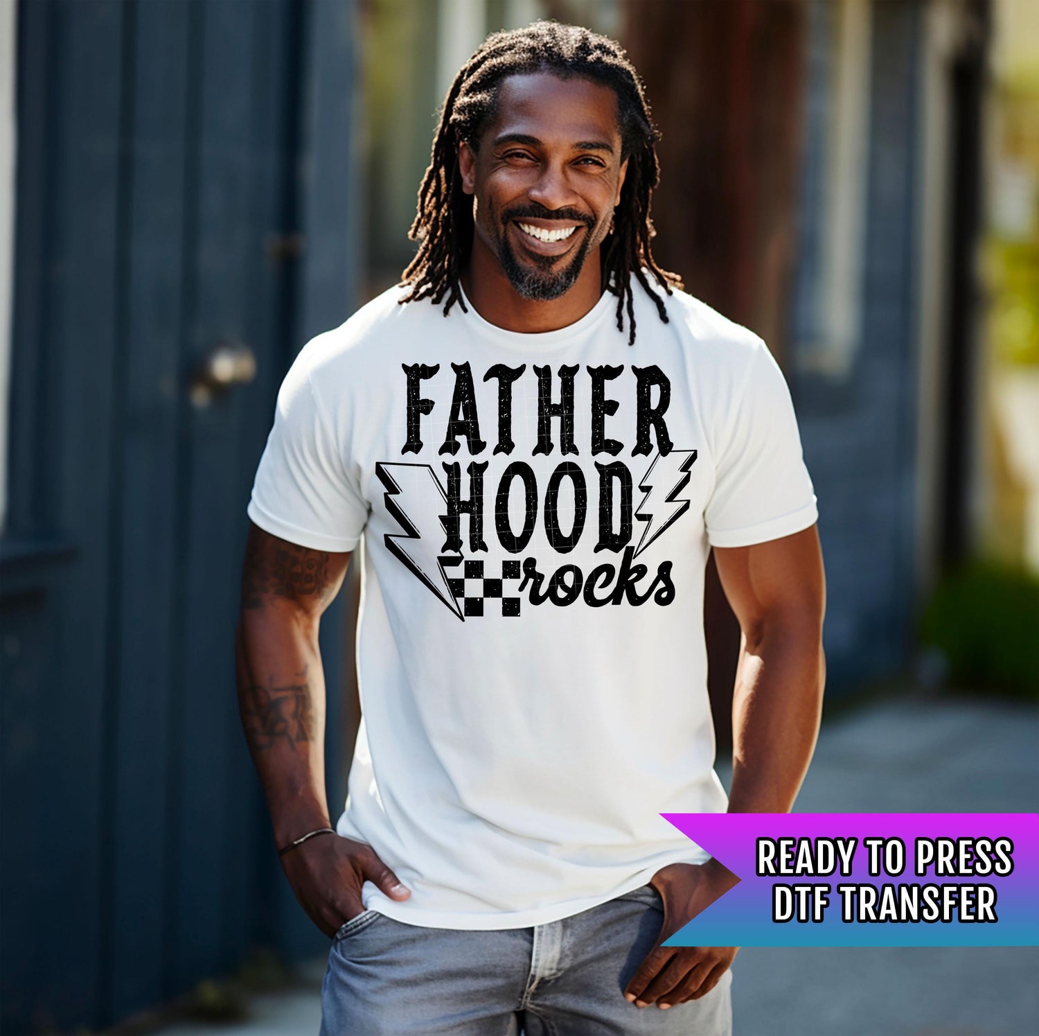 Father Hood Rocks DTF Transfer Ready For Press, Heat Press Transfer, DTF Print, Dad Ready For Press, Dad Dtf Transfer, Father&#39;s Day Transfer