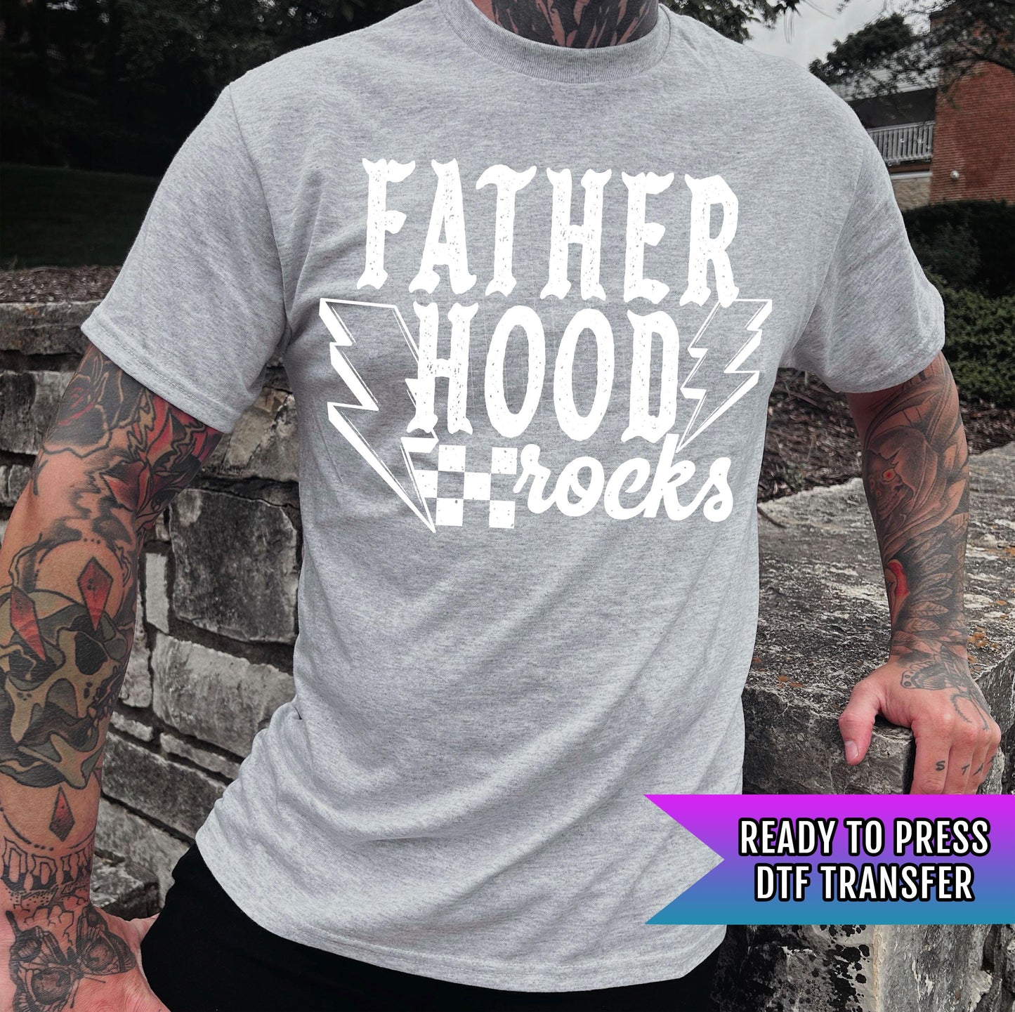 Father Hood Rocks DTF Transfer Ready For Press, Heat Press Transfer, DTF Print, Dad Ready For Press, Dad Dtf Transfer, Father&#39;s Day Transfer