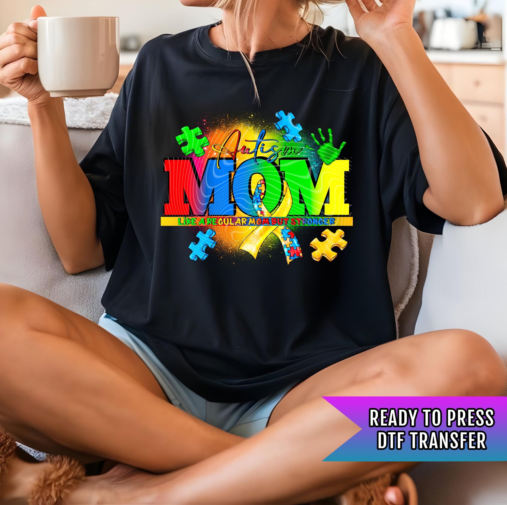 Autism Mom DTF Transfers Ready For Press, Autism DTF Prints, Heat Press Transfers, Direct To Film, Hot Peel, Autism Awareness Transfers
