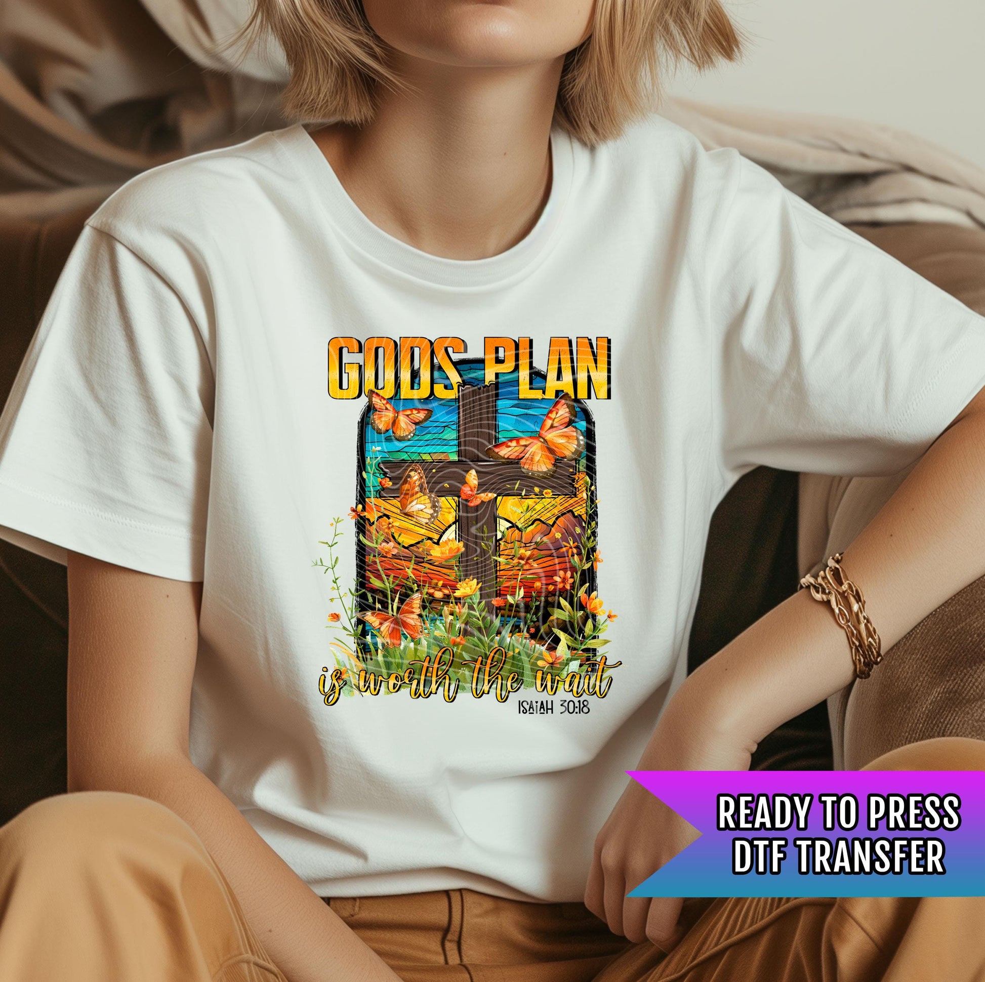 Gods Plan Is Worth The Wait DTF Transfer Ready For Press, Faith Heat Press Transfer, Heat Transfer,  Christian Dtf Transfer, Direct To Film