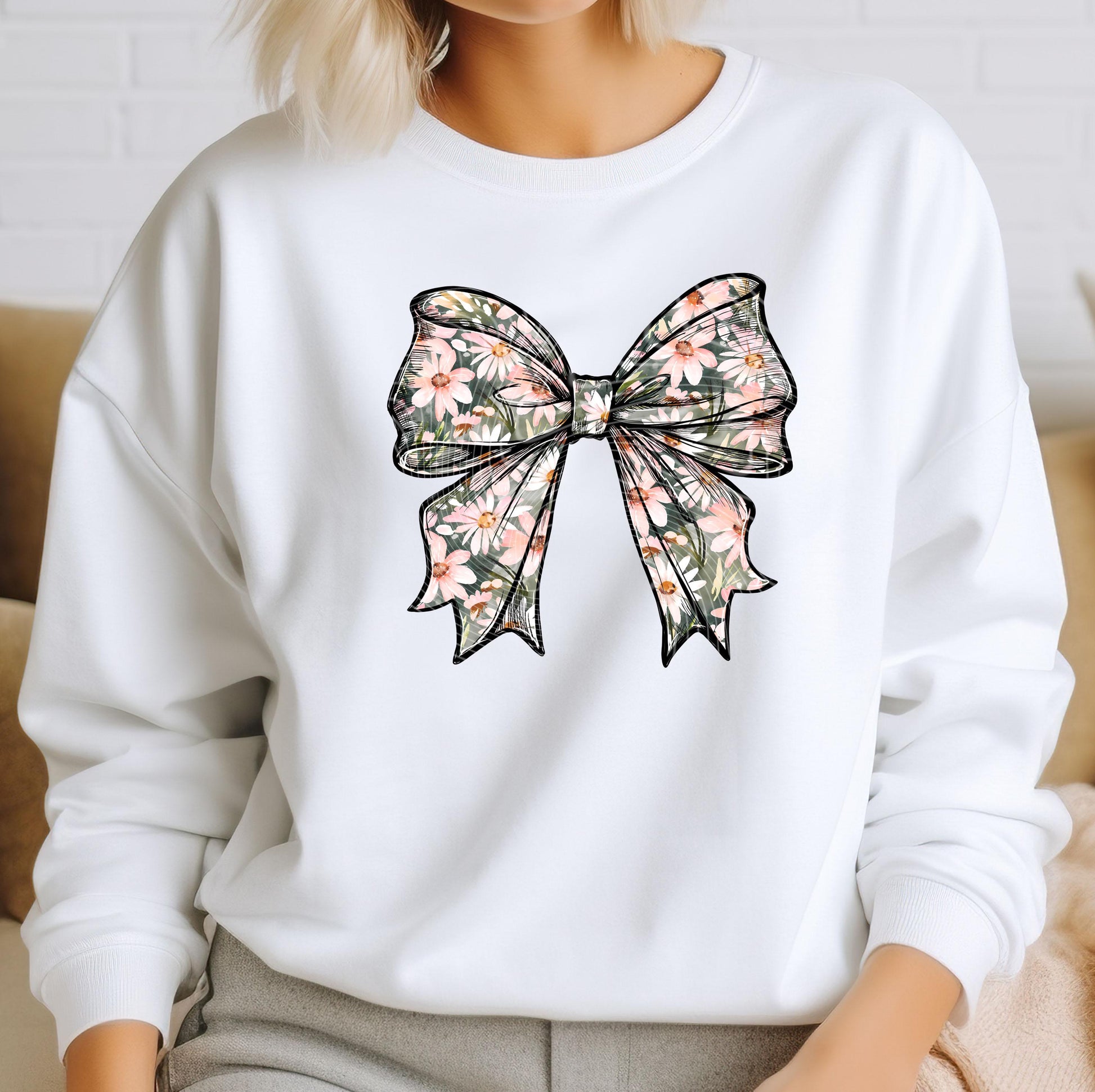 Coquette Bow Spring Floral DTF Transfer Ready For Press, Spring Dtf Print, Floral DTF Transfer, Direct To Film, Heat Press Transfer