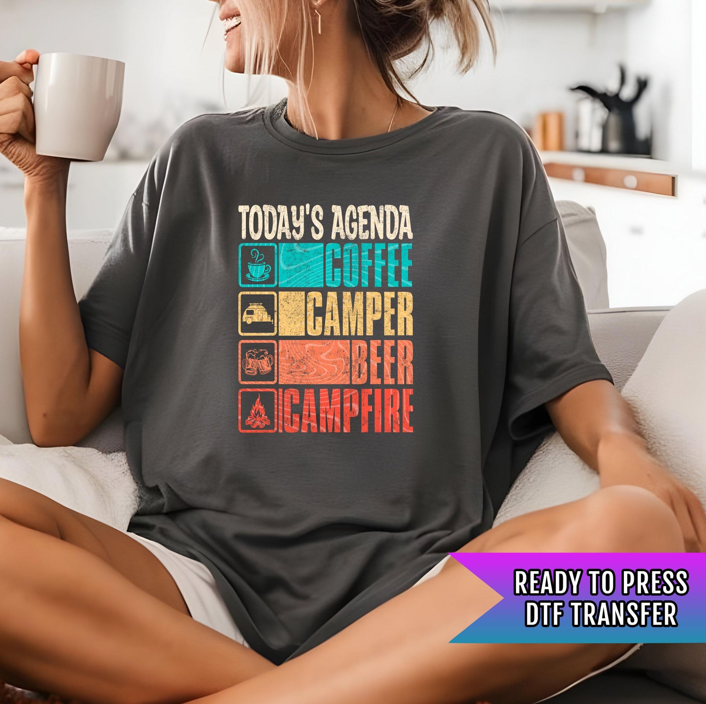 Camping DTF Transfer Ready For Press, Camping Dtf Print, Camping DTF Transfer, Heat Press Transfer, Direct To Film, Campfire DTF Prints