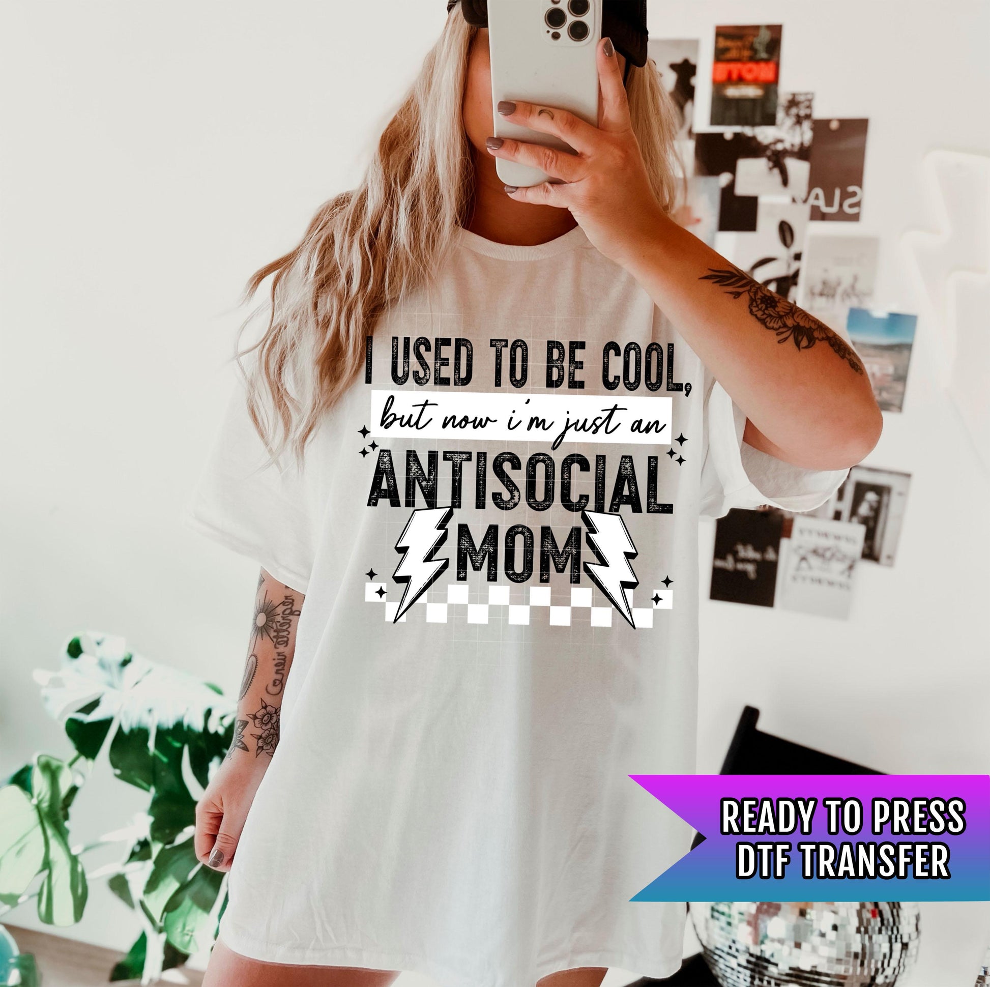 Antisocial Mom DTF Transfer, Mom DTF Transfer Ready For Press, Heat Press Transfer, Mama Transfer, Direct To Film, Mom Dtf Prints, Hot Peel