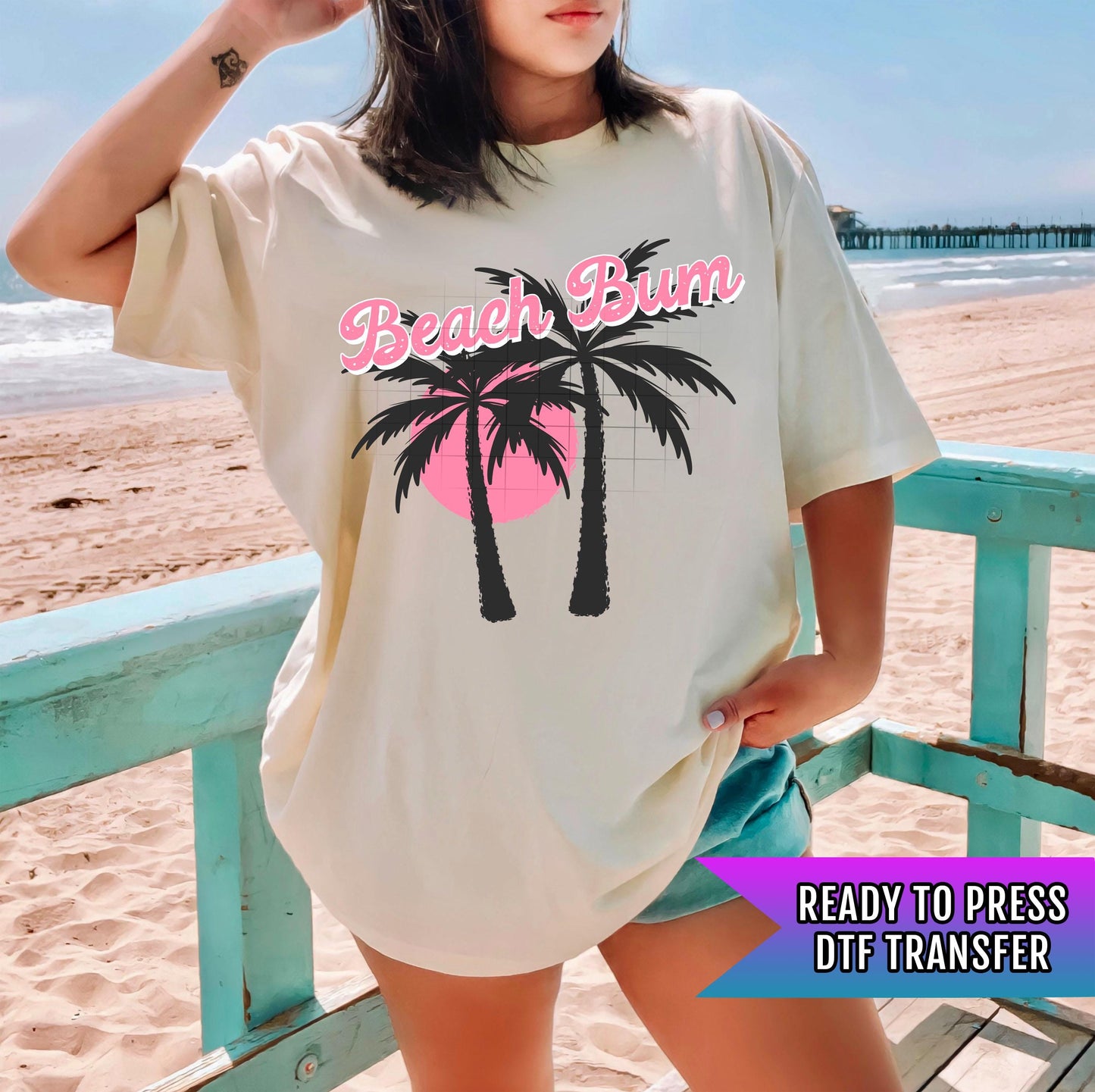 Beach Bum DTF Transfers, Summer DTF Transfers Ready For Press, Heat Press Transfers, DTF Print, Direct To Film, Bulk Dft, Custom Transfer