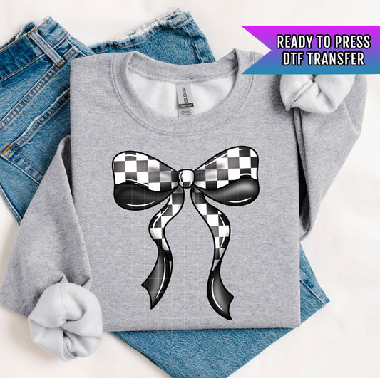 Checker Bow DTF Transfers, Coquette Bow DTF Prints, Ready to Press, Hot Peel, High Quality Print, Heat Transfer, Direct to Film, Custom Dtf