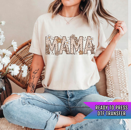 Mama DTF Transfer Ready For Press, Floral Mama DTF Prints, Heat Press Transfer, Direct To Film, Mom DTF Prints, Hot Peel Dtf, High Quality