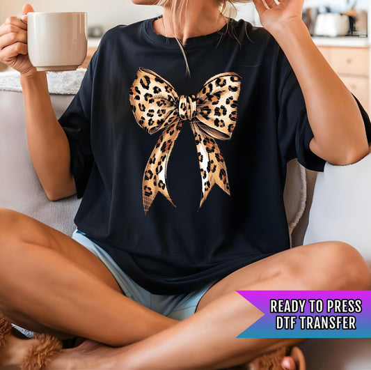Leopard Coquette Bow DTF Transfers, Coquette Bow DTF Prints, Ready to Press, Hot Peel, High Quality Print, Heat Transfer, Direct to Film