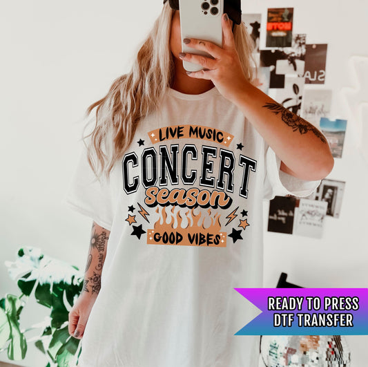 Live Music Concert Season DTF Transfers Ready For Press, Direct To Film, Heat Press Transfers, Music Transfers, Custom Transfers, Music Dtf