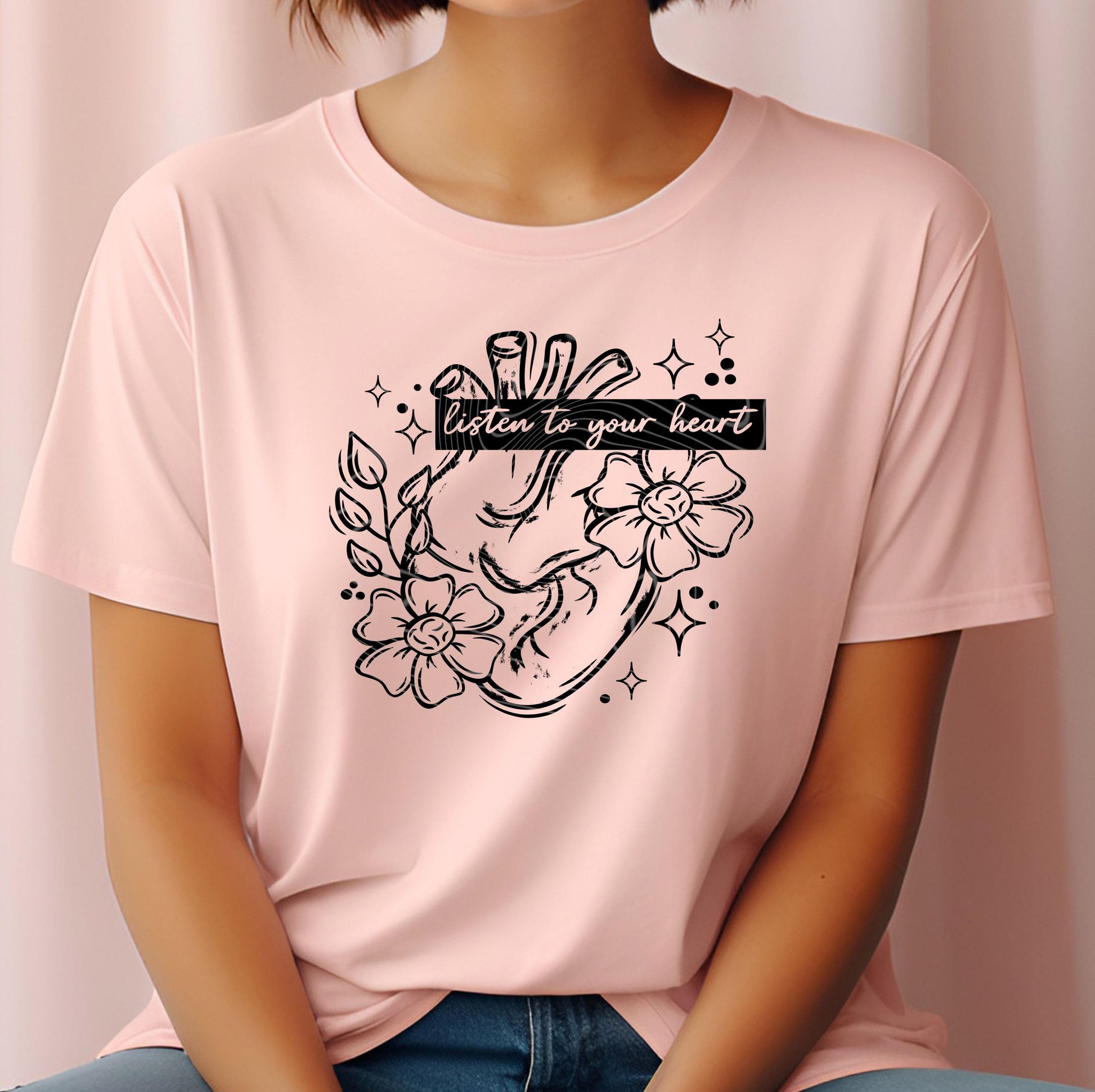Listen To Your Heart DTF Transfers Ready For Press, Positive DTF Print, Heat Press Transfers, Motivational Dtf Transfers, Direct To Film