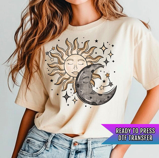 Sun And Moon DTF Transfer Ready For Press, Mystical DTF Prints, Heat Press Transfer, Direct To Film, Astrology Heat Transfer, Hot Peel Dtf