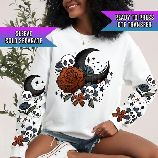 Floral Moon DTF Transfer, Halloween DTF Transfer Ready For Press, DTF Prints, Halloween Heat Press Transfers, Custom Dtf Print, Custom Print