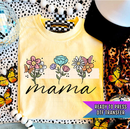 Floral Mama DTF Transfers Ready For Press, Mama Dtf Prints, Direct To Film, Heat Press Transfers, Mother&#39;s Day Transfers, Mom Dtf Print