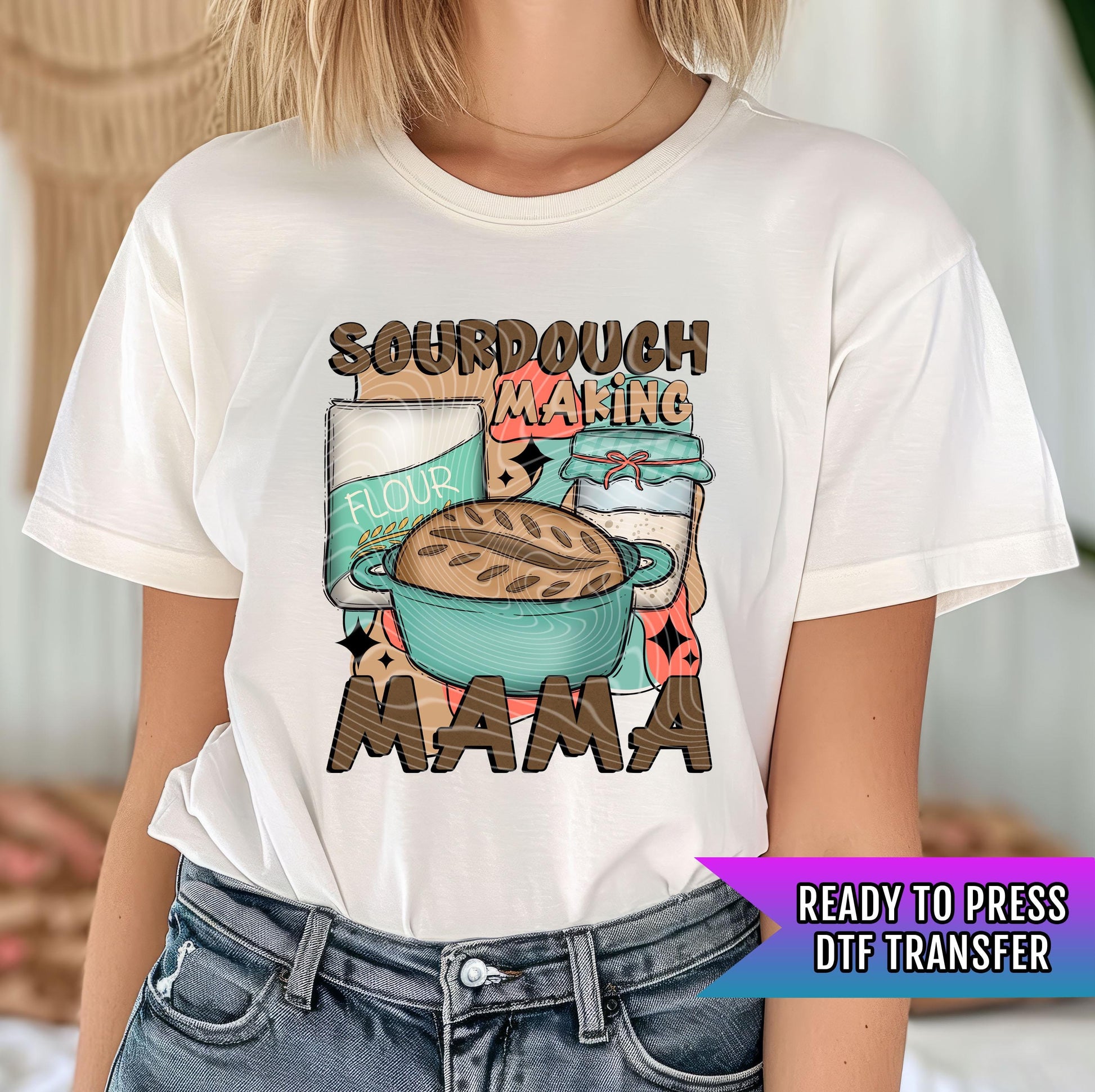 Sourdough Making Mama DTF Transfer, Mom DTF Transfer Ready For Press, Heat Press Transfer, Mama Transfer, Direct To Film, Mom Dtf Prints