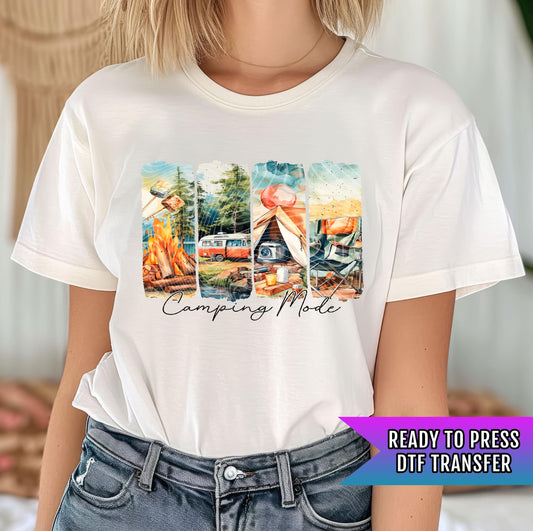 Camping Mode DTF Transfer Ready For Press, Camping Lover Dtf Print, Family Camping, Heat Press Transfer, Direct To Film, Camping Vibes DTF