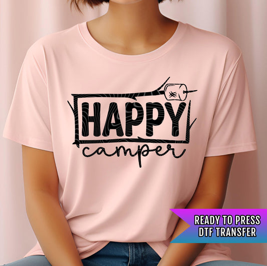 Happy Camper DTF Transfer Ready For Press, Camping Lover Dtf Print, Camping DTF Transfers, Heat Press Transfer, Direct To Film, Hot Peel