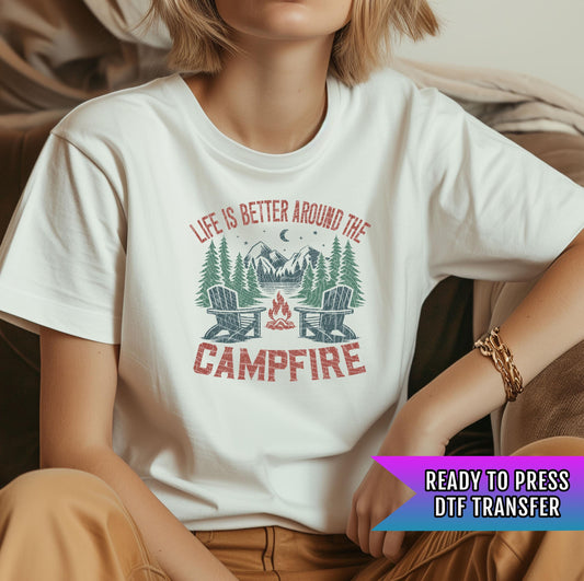 Campfire DTF Transfer Ready For Press, Camping Lover Dtf Print, Camping DTF Transfers, Heat Press Transfer, Direct To Film, Hot Peel