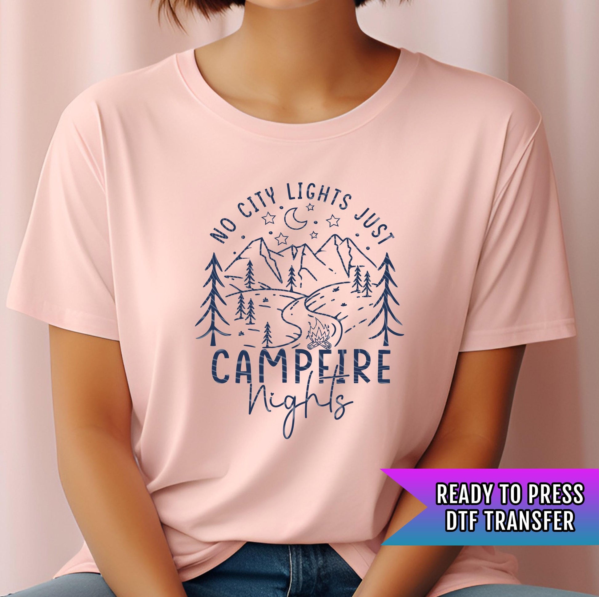 Campfire Nights DTF Transfer Ready For Press, Camping Lover Dtf Print, Camping DTF Transfers, Heat Press Transfer, Direct To Film, Hot Peel