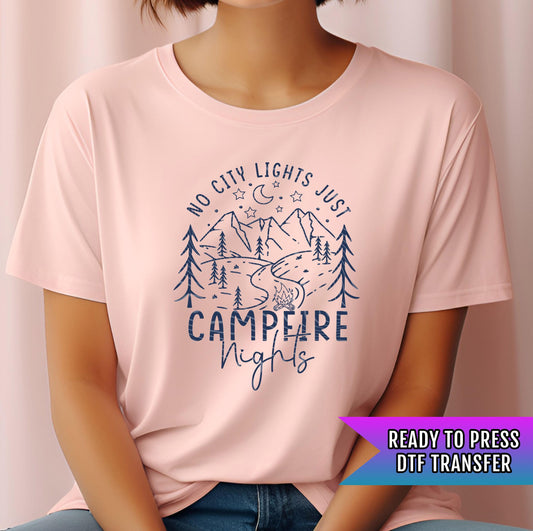 Campfire Nights DTF Transfer Ready For Press, Camping Lover Dtf Print, Camping DTF Transfers, Heat Press Transfer, Direct To Film, Hot Peel