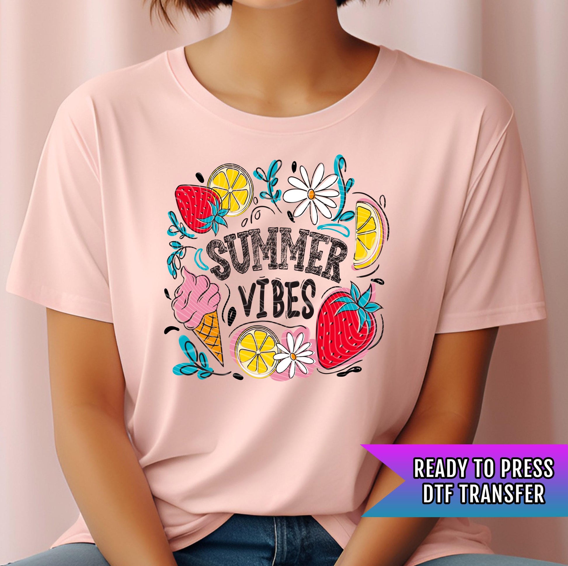 Summer Vibes DTF Transfers, Summer DTF Transfers Ready For Press, Heat Press Transfers, DTF Print, Direct To Film, Custom Transfer, Bulk Dft